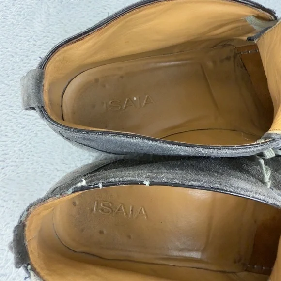 Isaia Grey Suede Leather Ankle Boots Men's Size 12 - Picture 3 of 15